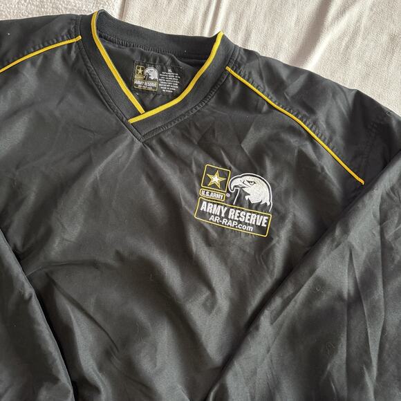 Army Army Reserve Mens Windbreaker Jacket XL Pullover Black Yellow V Neck - Picture 1 of 4